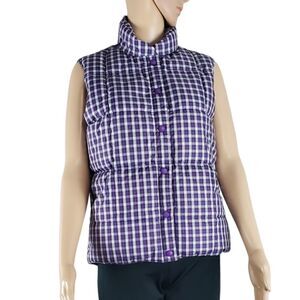 Lands' End purple & Green Plaid Vest